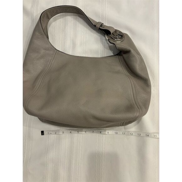 Michael Kors Fulton light taupe Pebble Leather Hobo Bag Women's Handbag purse - Picture 8 of 12